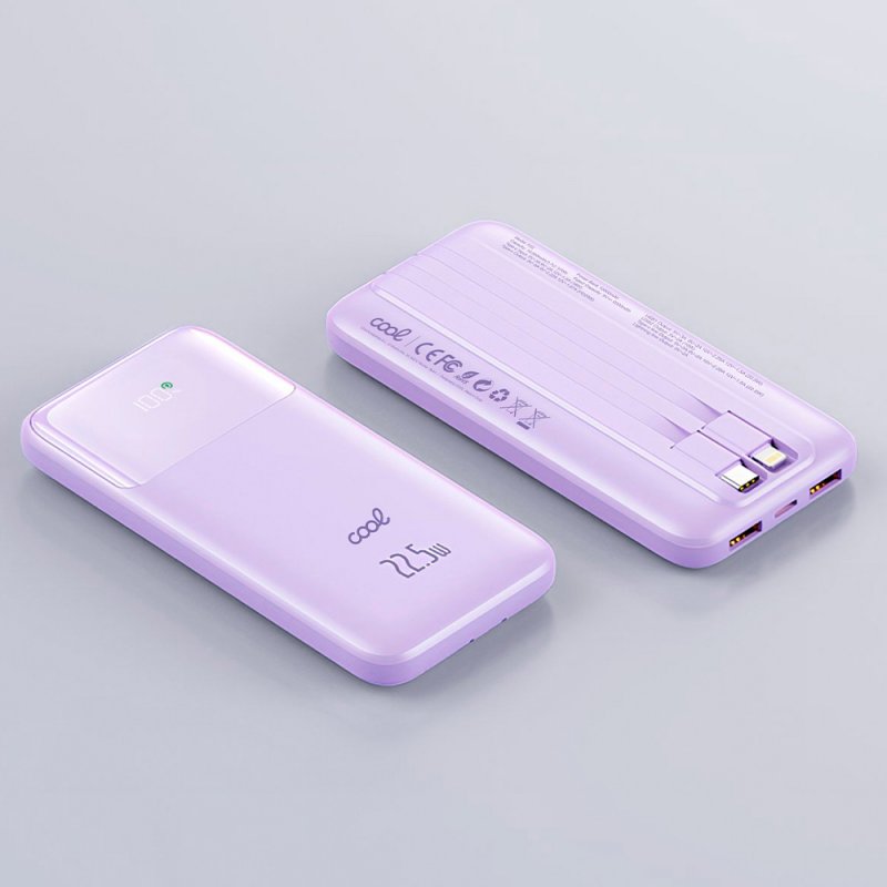 External Battery Power Bank 22.5W Fast Charging 10.000 mAh COOL Pocket (Type-C / Lightning) Violet