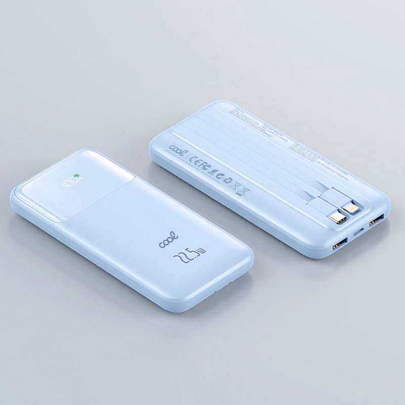 Batería Externa Universal Power Bank 10.000 mAh Carga Rápida 22.5W COOL Pocket Celeste