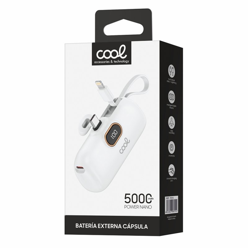 Batteria esterna Power Bank 5000 mAh COOL Capsula Bianco