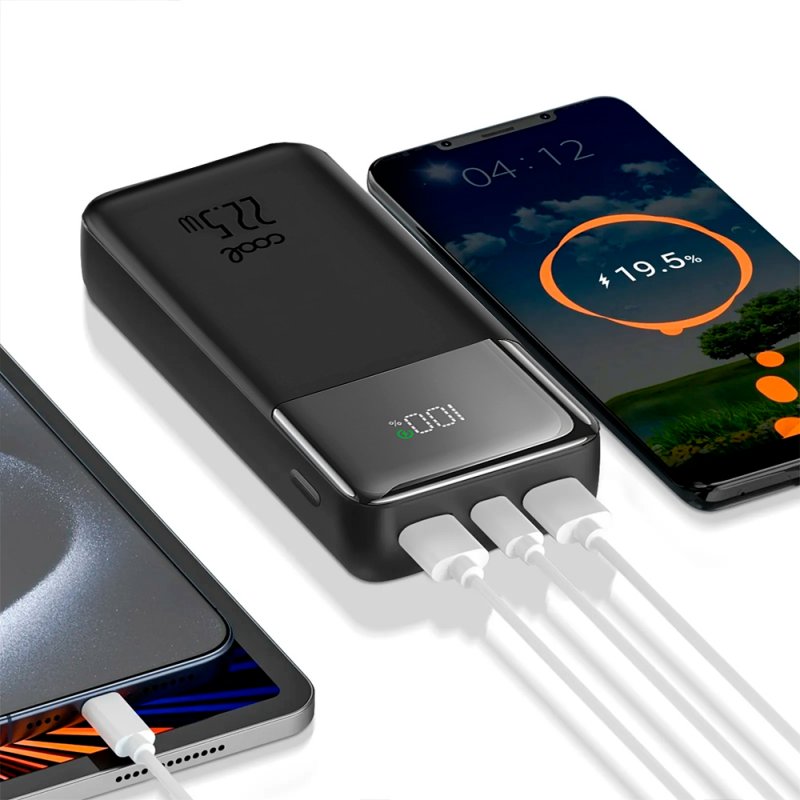 Batteria Esterna Universale Power Bank Ricarica Rapida 22.5 W 30.000 mAh (Tipo-C / Lightning) COOL Nero