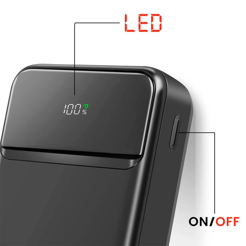 Bateria Externa Universal Power Bank Carga Rápida 22.5W 30.000 mAh (Tipo-C / Lightning) COOL Negro