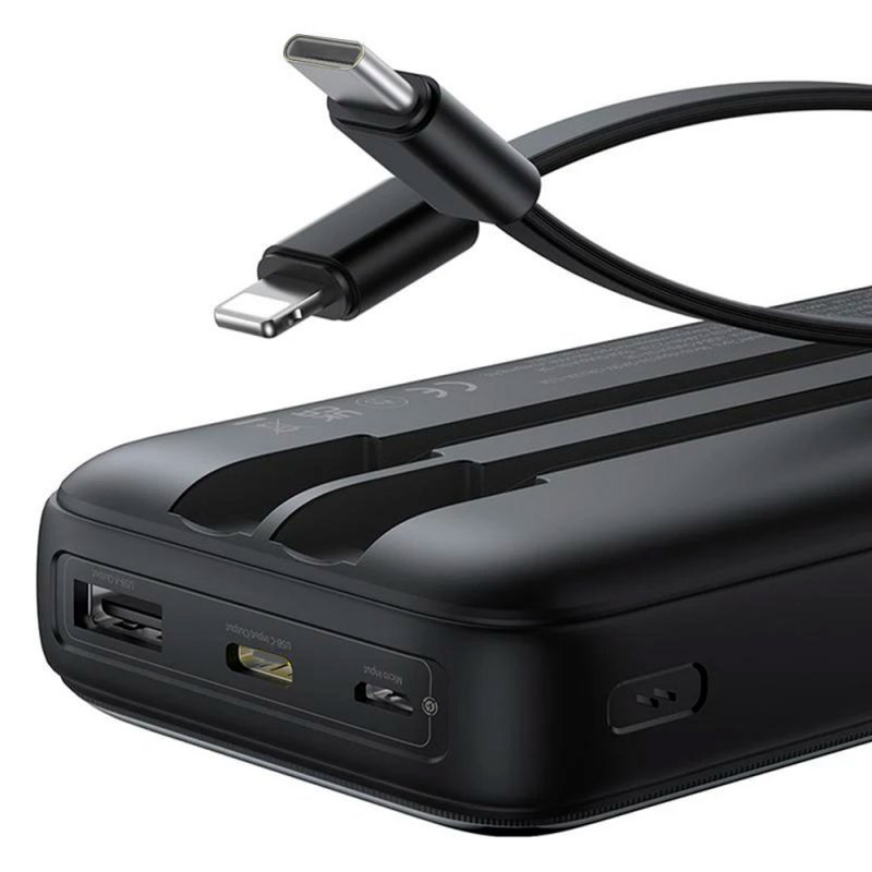 Universal External Battery Power Bank Fast Charging 22.5W 30,000 mAh (Tipo-C / Lightning) COOL Black