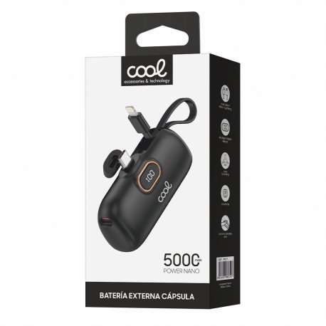 Bateria Externa Power Bank 5000 mAh COOL Cápsula Preto