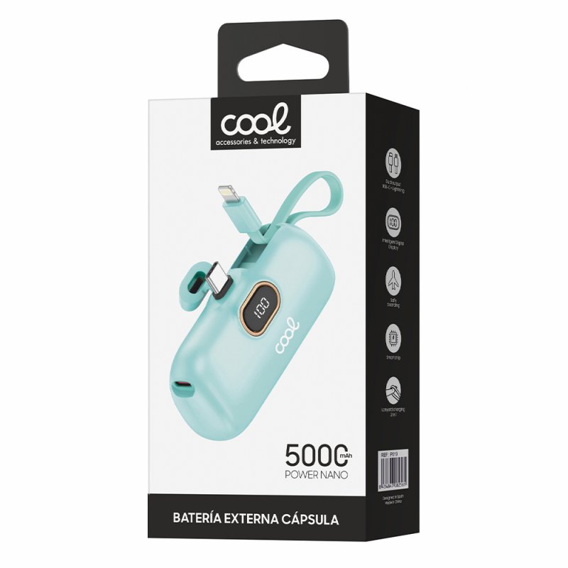 External Battery Power Bank 5000 mAh COOL Capsule Mint