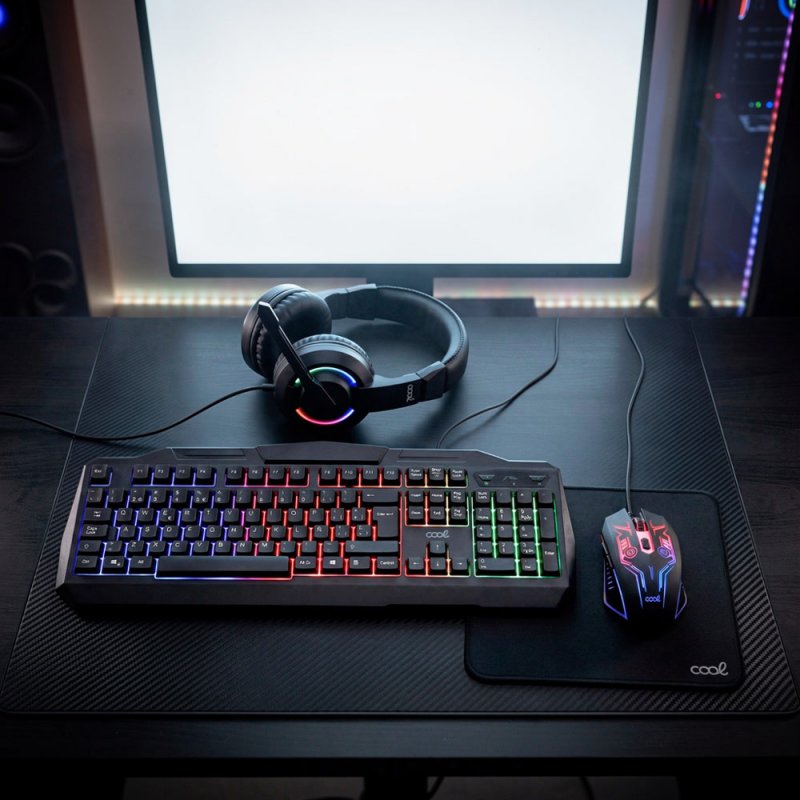 Teclado espanhol Cabo USB Kit para PC Teclado gaming + rato (iluminação) COOL Flórida
