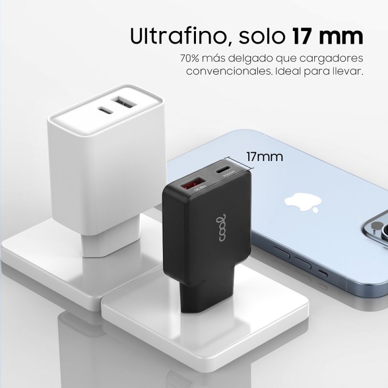 Universal Ultra Fast PD Type-C + USB COOL Network Charger (65W + Type-C Cable) GaN Black