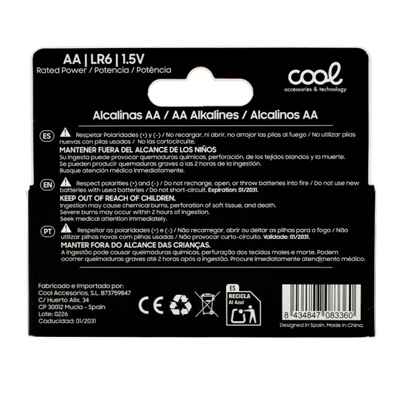 Pilas Alcalinas AA LR6 COOL (Pack 8 uds)
