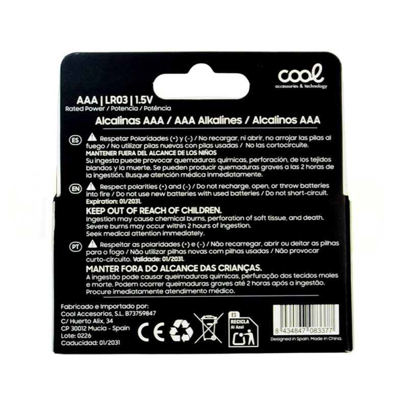 Pilha Alcalina AAA LR03 COOL (Pack 8 uds)