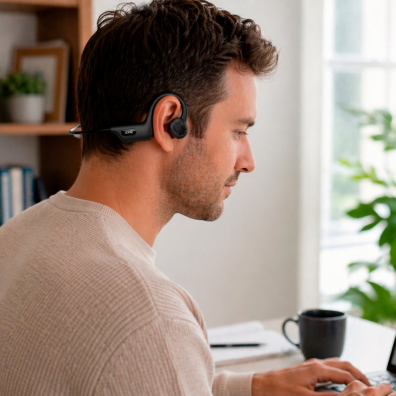 Auscultadores Estéreo Bluetooth COOL Bone (Condução Óssea) Preto