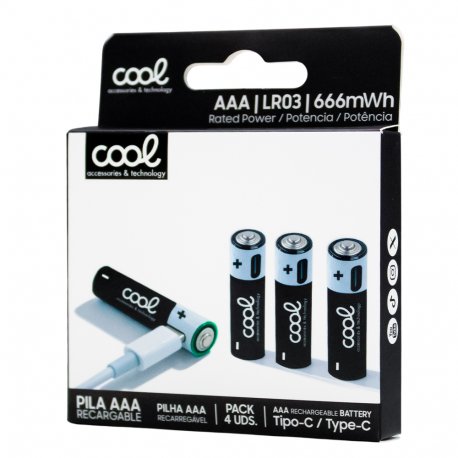 Batterie Alcaline Ricaricabili COOL AAA LR03 (Pack 4 u.)