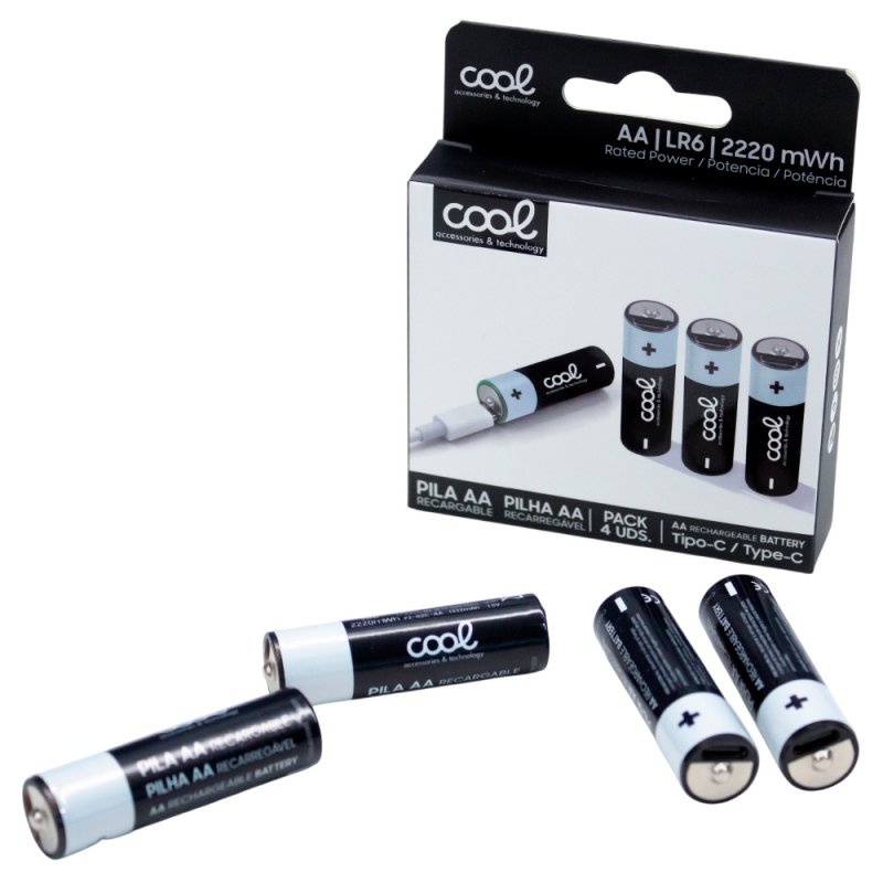 Batterie Alcaline Ricaricabili COOL AA LR6 (Pack 4 u.)