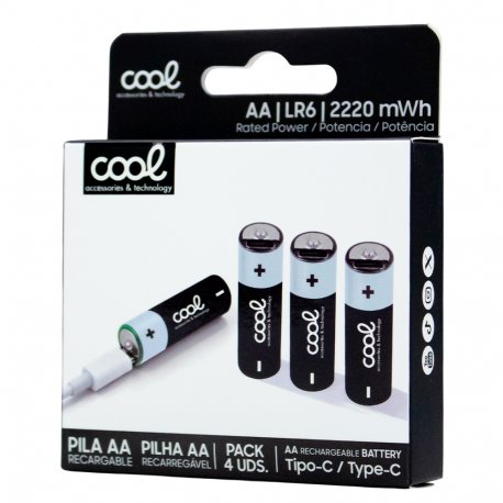 Pilas Alcalinas Recargables TIPO-C AA LR6 COOL (Pack 4 uds)