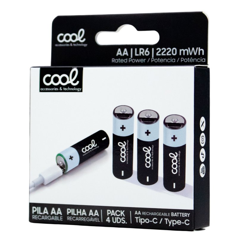 Pilhas Alcalinas Recarregáveis ​​COOL AA LR6 (Pack 4 u.)
