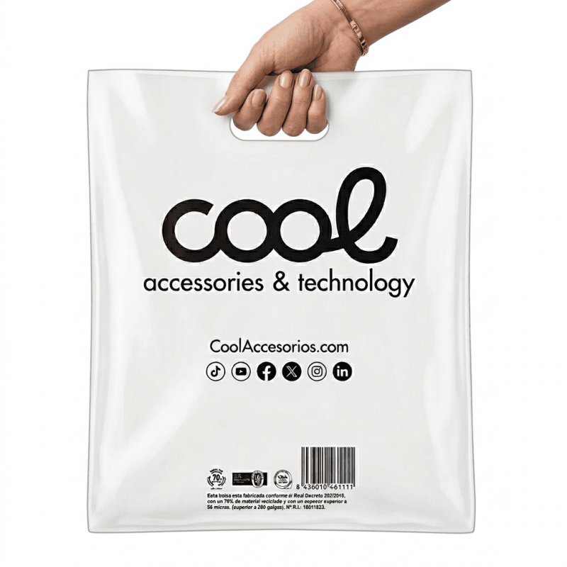Pack 100 Large 70% Recycled White Plastic Bags COOL (51 x 40 cm)