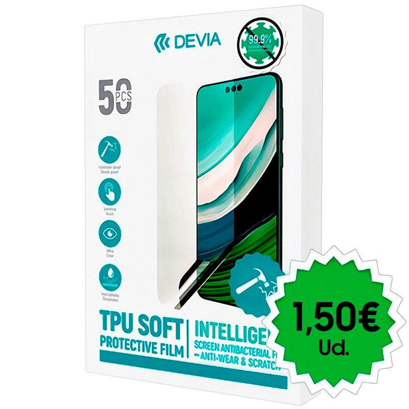 Protetor de Hidrogel Antibacteriano Universal Devia (Pack 50 unidades)