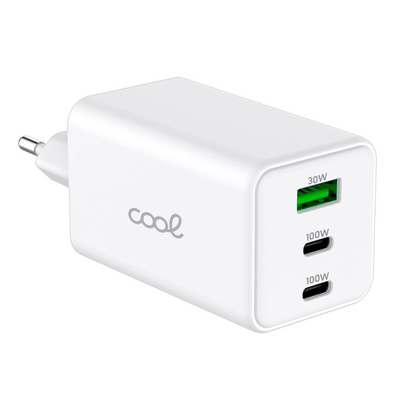 Caricatore di Rete Universale Triplicare (PD) 2 x Type-C + USB COOL (100 W) bianco