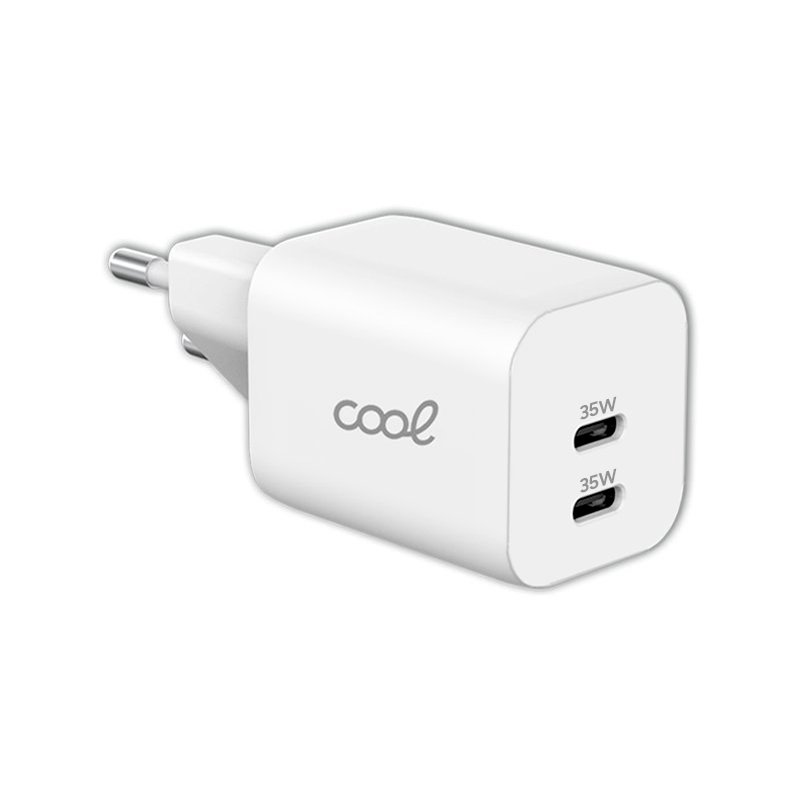 Caricabatterie rapido universale (PD) COOL doppio 2 x Tipo C (35 W) bianco