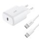 Universal Fast Charger Network Charger (PD) Type-C COOL (25W) White + Type-C to Type-C Cable