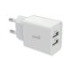 Caricatore di rete universale Ingresso 2 x USB COOL 2,4 Amp Bianco