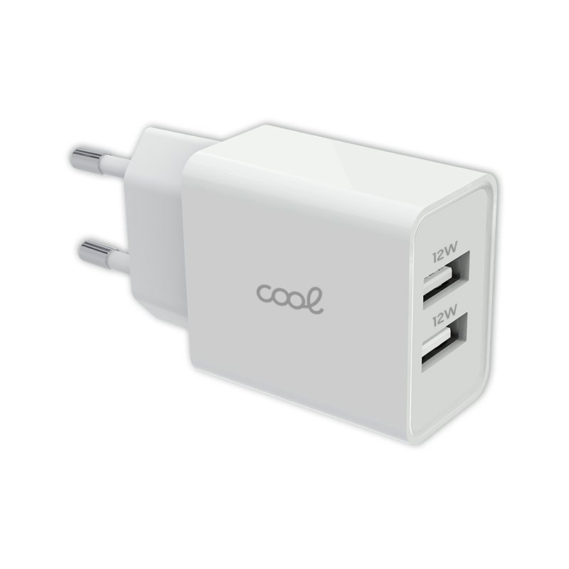 Caricatore di rete universale Ingresso 2 x USB COOL 2,4 Amp Bianco