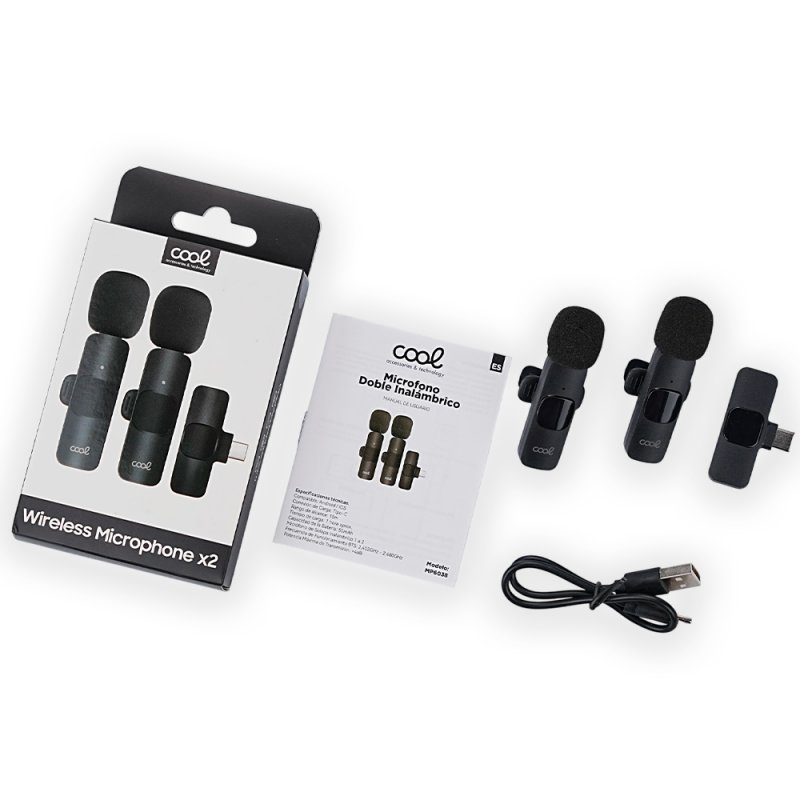 COOL Universal Wireless Microphone (Pack of 2 + USB-C Adapter)